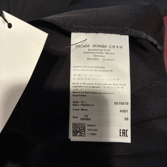 Escada Authentic Solid Black V Neck Long Sleeve Asymmetrical Top Tunic 38 Medium - Picture 10 of 12